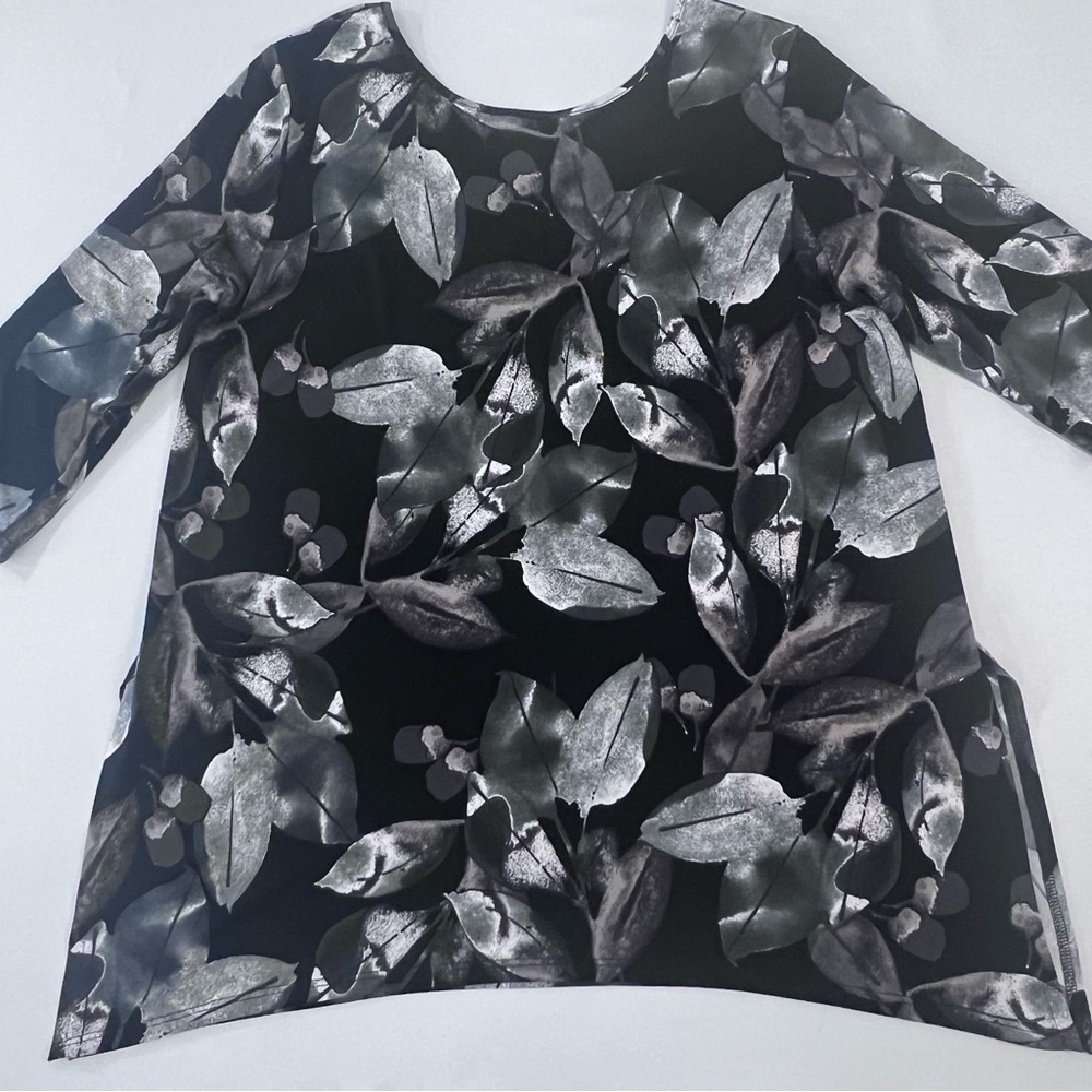 Clara Sunwoo Made in USA Metallic Leaf Tunic Top XL